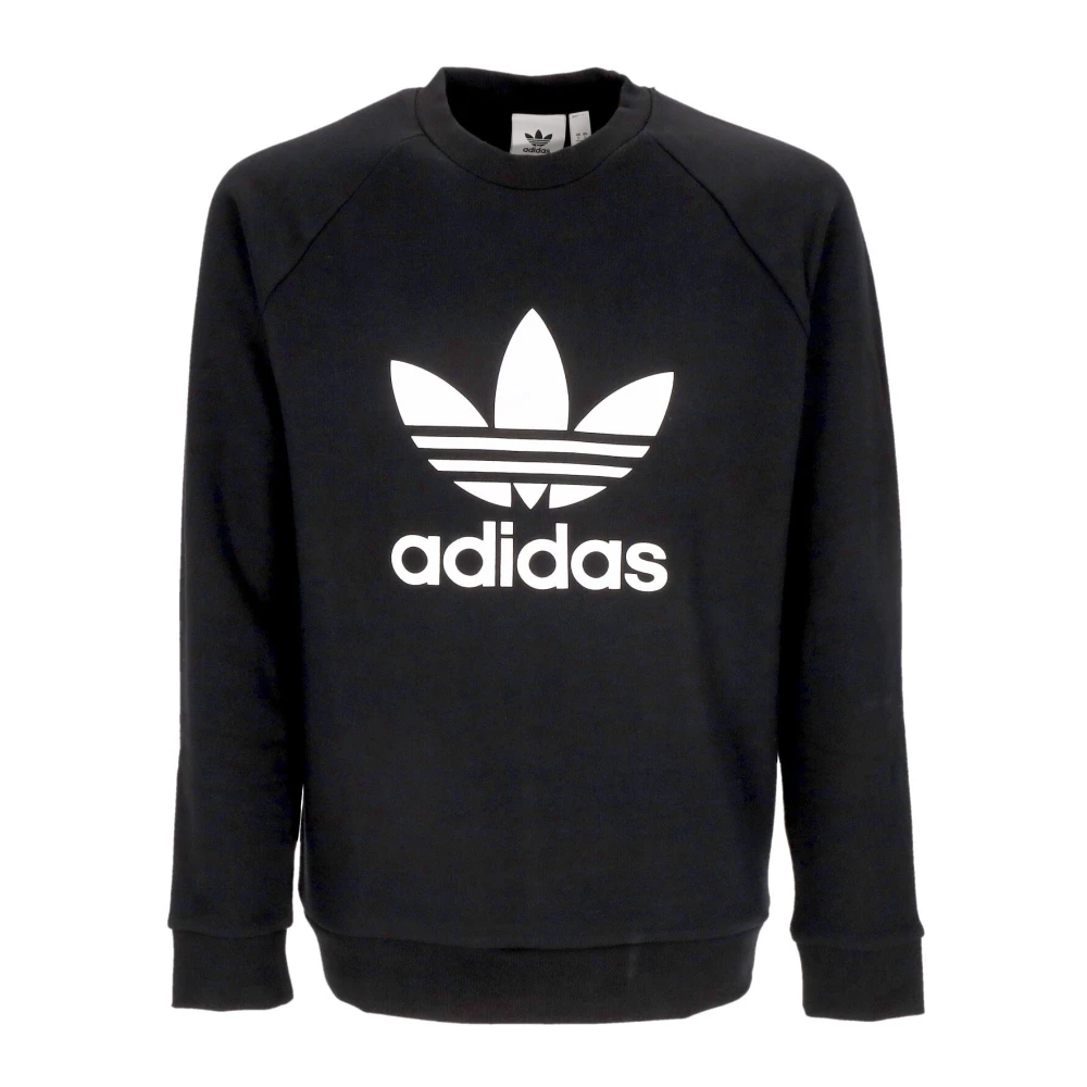 Adidas Svart Lättvikts Crewneck Sweatshirt med Trefoil Logo Black, Herr