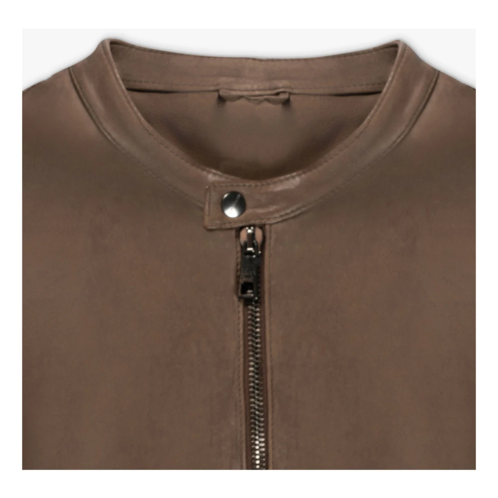 Giorgio Brato Geborstelde Zip Racer Jack in Box-Taupe Beige Heren