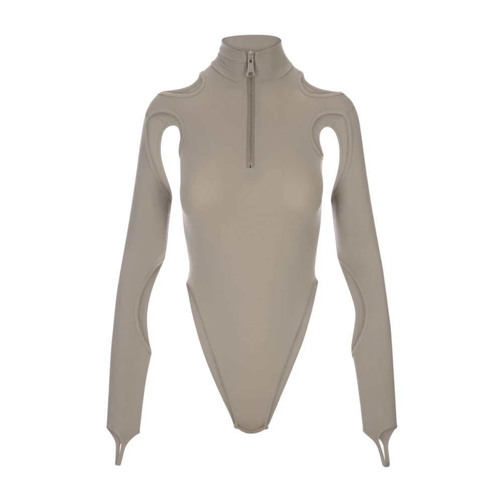 Taupe Stretch Fabric Cut-Out Top