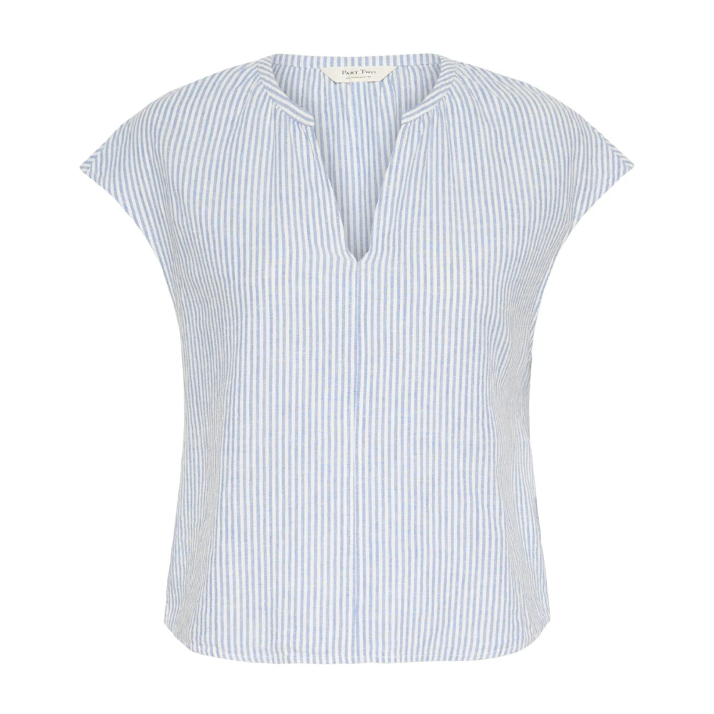 Part Two Women's Blue Blouses, 2XL, Riviera Stripe Blouse