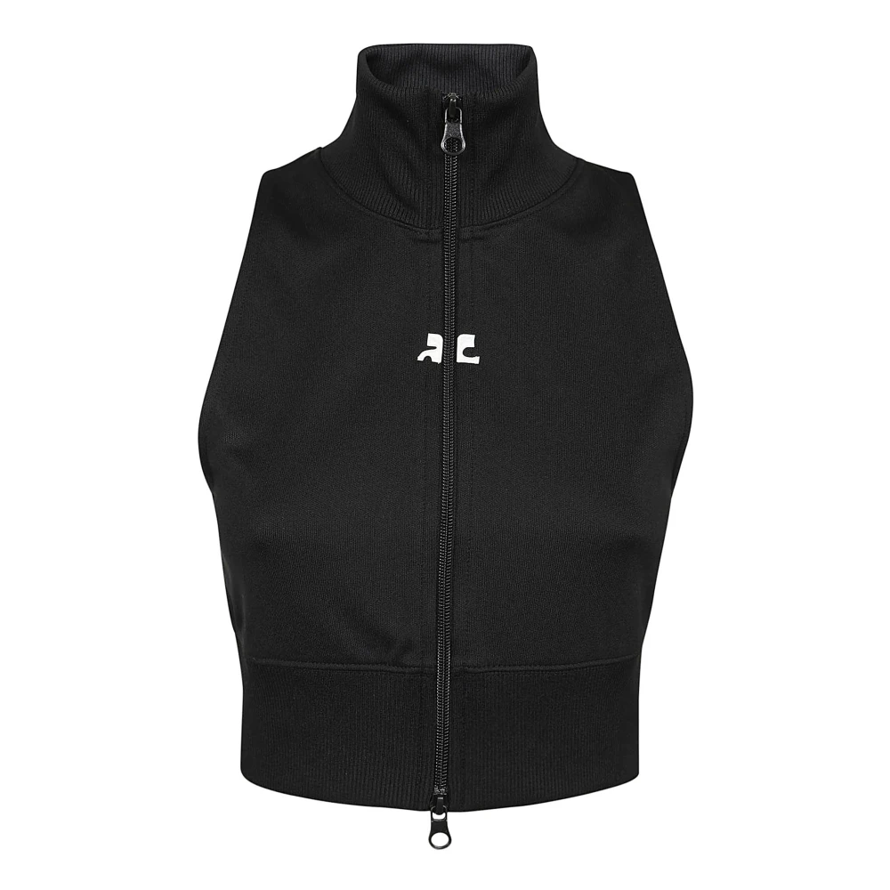 Courrèges Zwarte Cropped Vest Interlock Tracksuit Black Dames