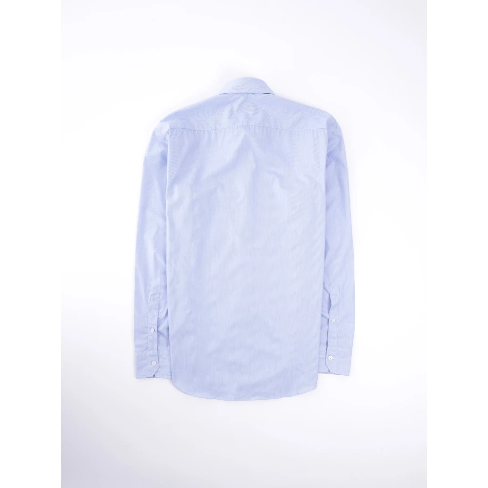Salvatore Piccolo Gestreept Kent Kraag Overhemd Blue Heren