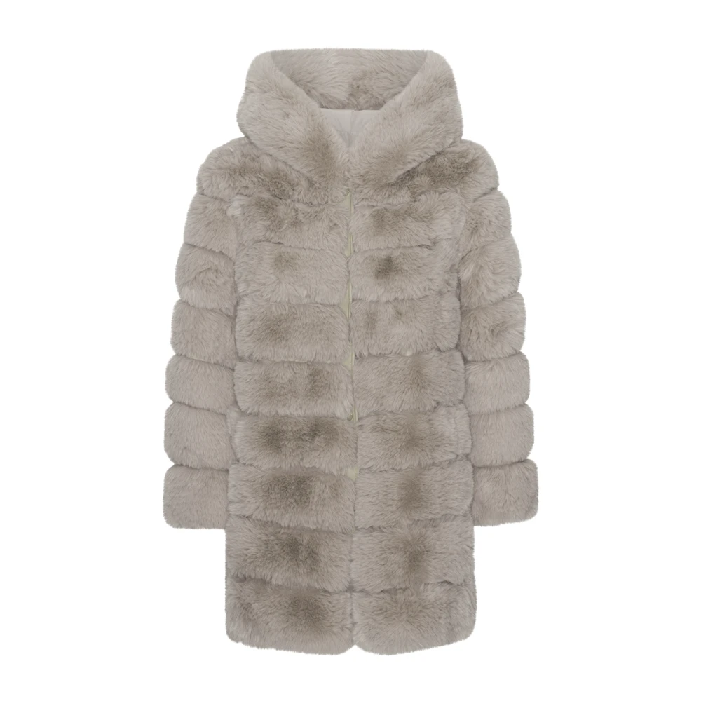 Americandreams Vrouw Beige Jassen Dames, L, Polyester, Blake Faux Fur Coat Long