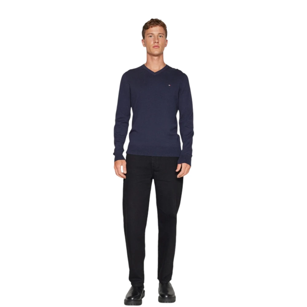 Tommy Hilfiger V-hals Trui Blue Heren