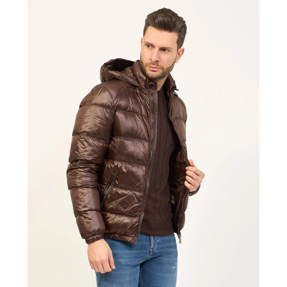 YES ZEE Gewatteerde jas met capuchon voor heren Brown Heren