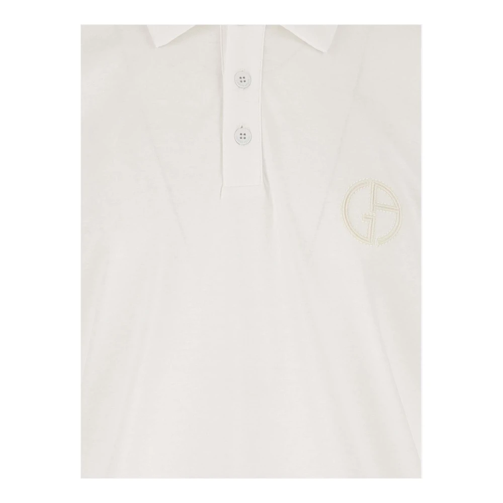 Giorgio Armani Katoenen poloshirt met logoborduursel White Heren