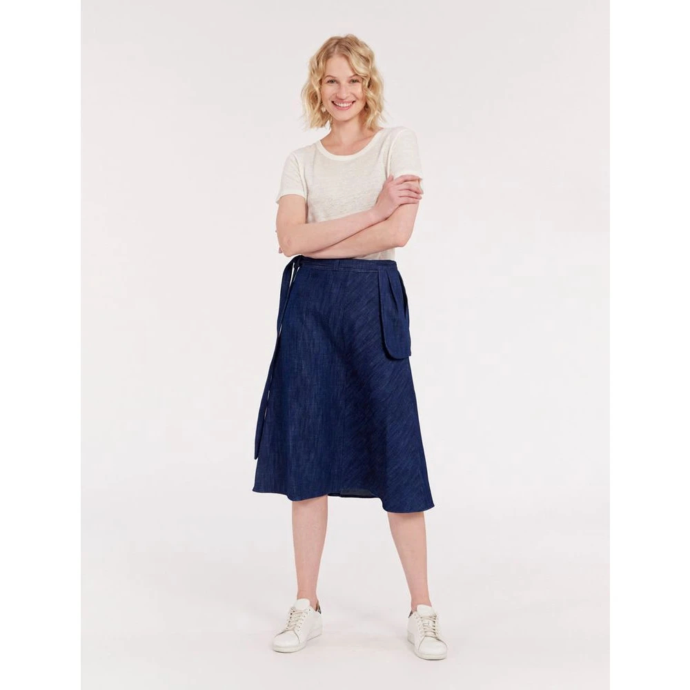 Ines De La Fressange Paris Wijdvallende Jeans Rok Zomer Must-Have Blue Dames