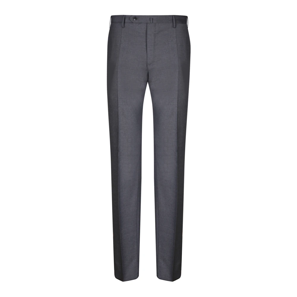 Incotex Grijze Wol Slim Fit Broek Gray Heren