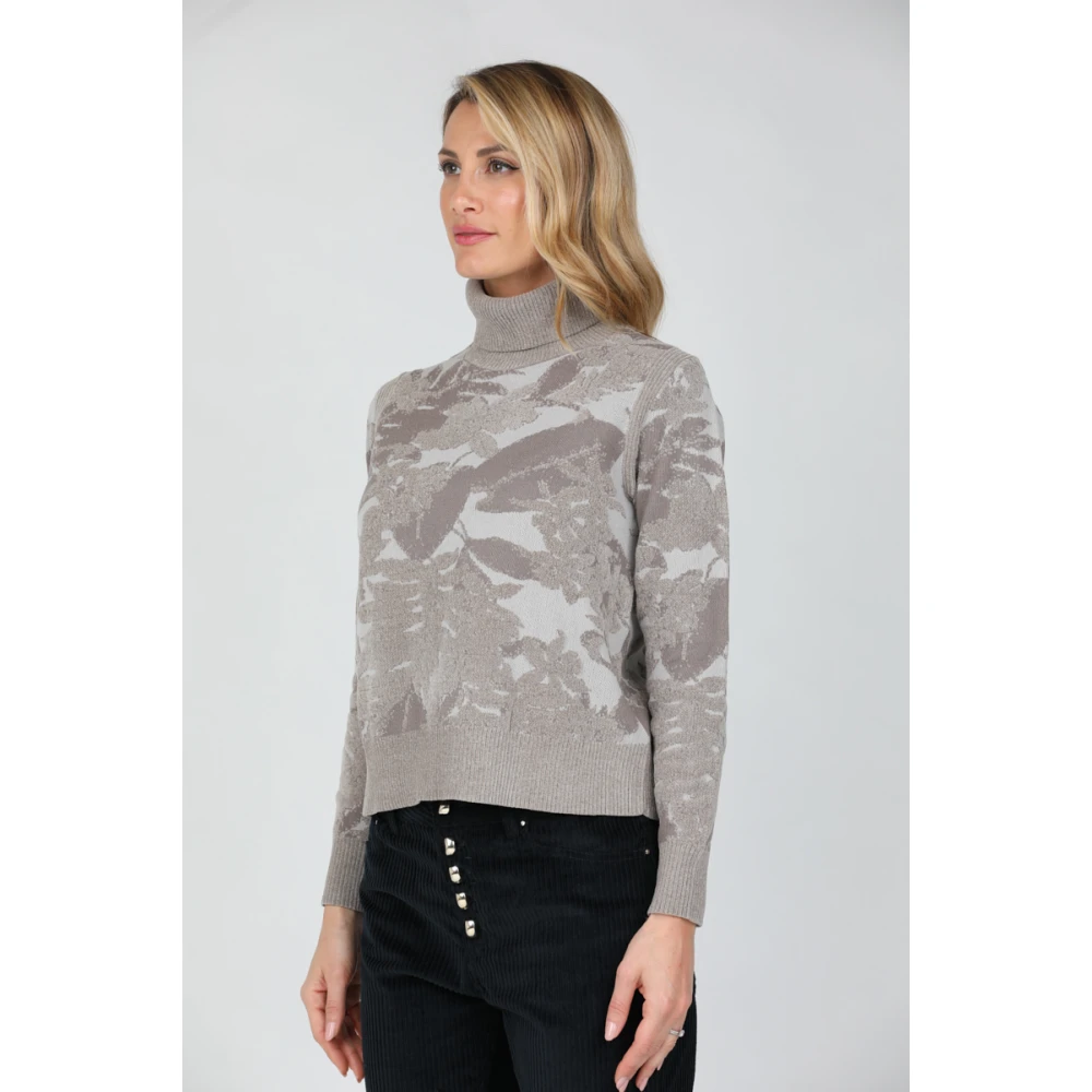RRD Velvet Jacquard Turtleneck Gray Dames