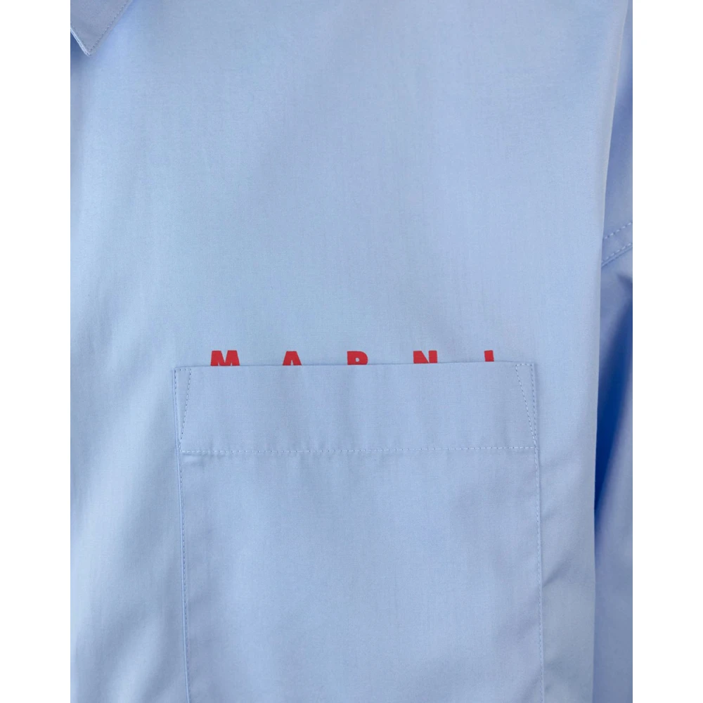 Marni Blauw katoenen overhemd met lange mouwen Blue Heren