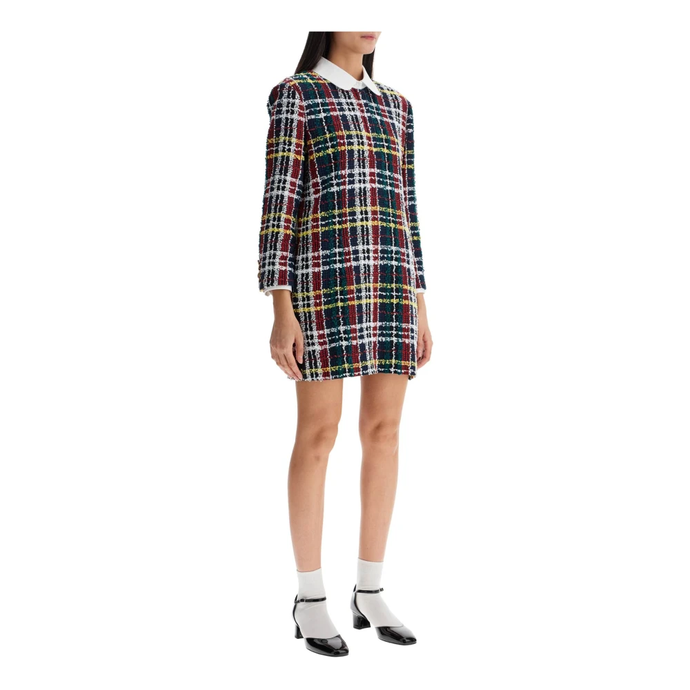 Thom Browne Geruite Tweed Mini Sheath Jurk Multicolor Dames