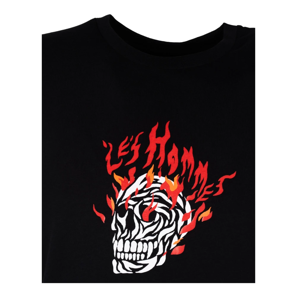 Les Hommes Klassieke Ronde Hals T-Shirt Black Heren