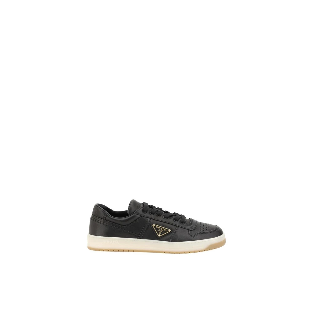 Prada Panel Läder Sneakers med Triangulär Plakett Black, Herr