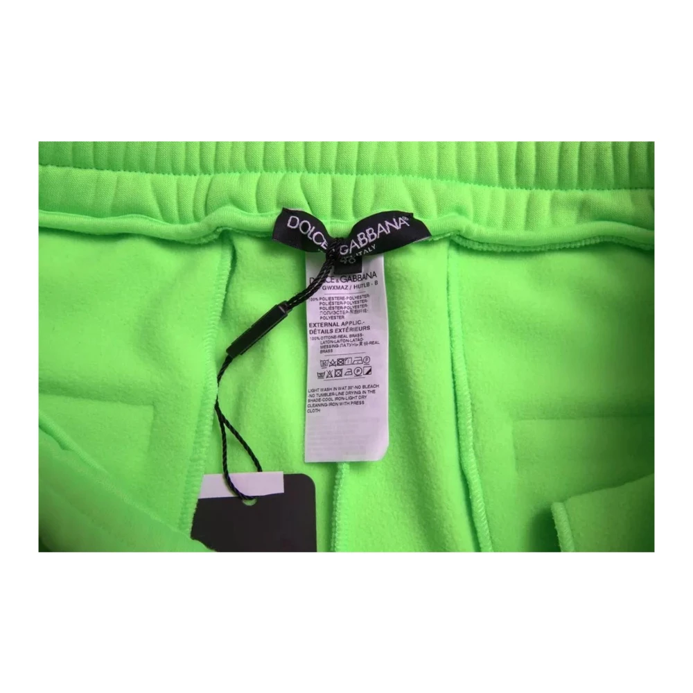 Dolce & Gabbana Neon Groene Polyester Jogger Sweatpants Green Heren