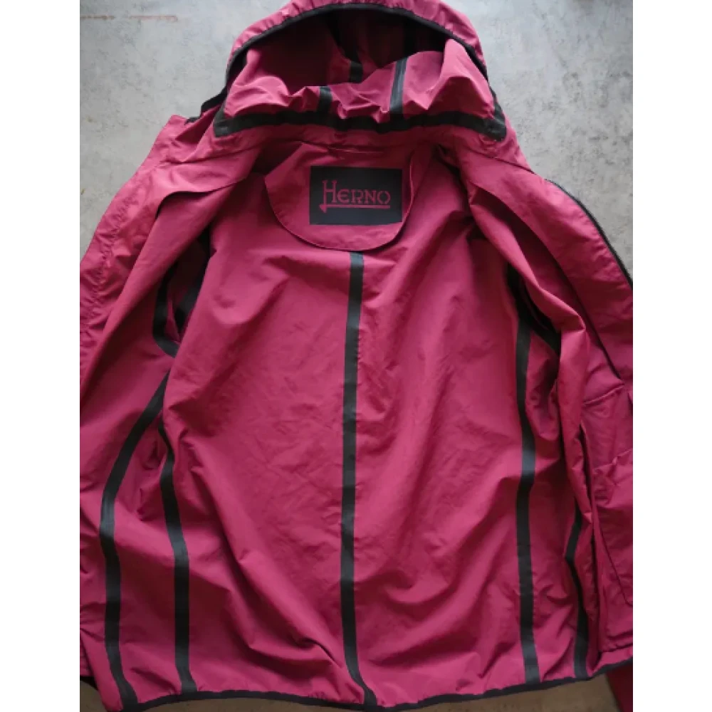 Herno Oversized Hooded Bomber Jacket Purple Heren