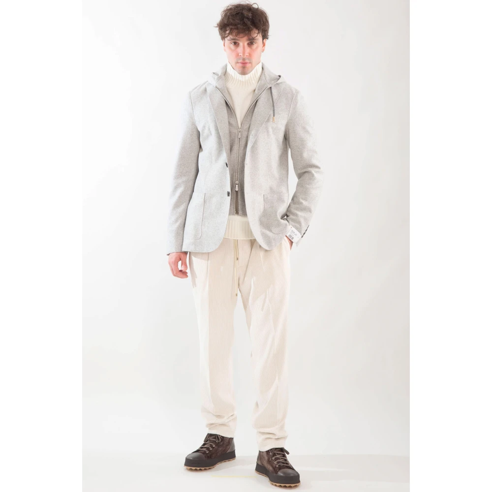 Eleventy Gelaagde wollen capuchon blazer Gray Heren