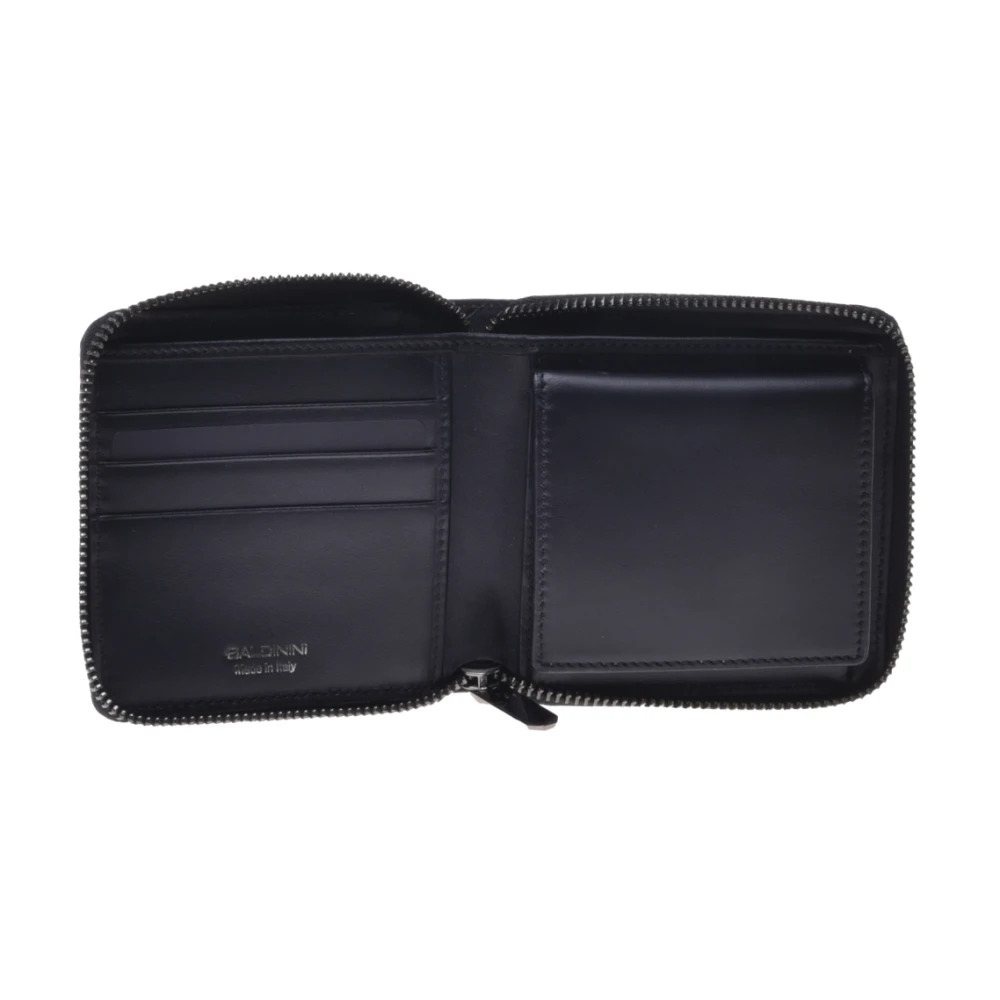 Baldinini Wallet in black woven print leather Black Heren