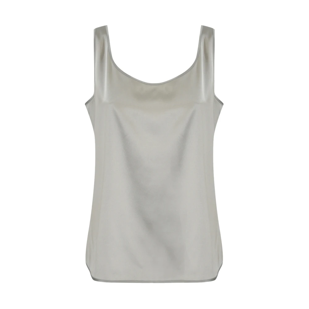 Max Mara Gray Sleeveless Tops, Female, Xs, Elegant Silk Top Pan