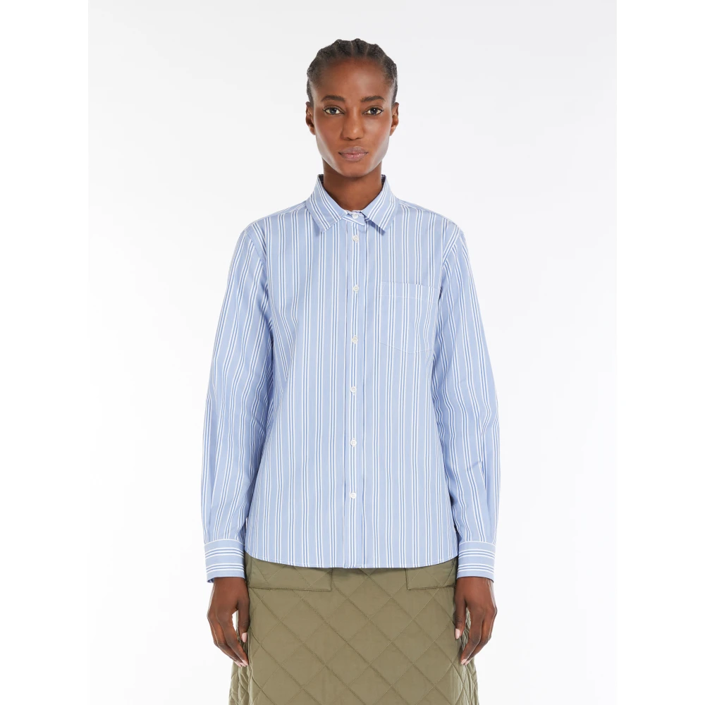 Max Mara Weekend Gestreepte katoenen popeline overhemd Blue Dames