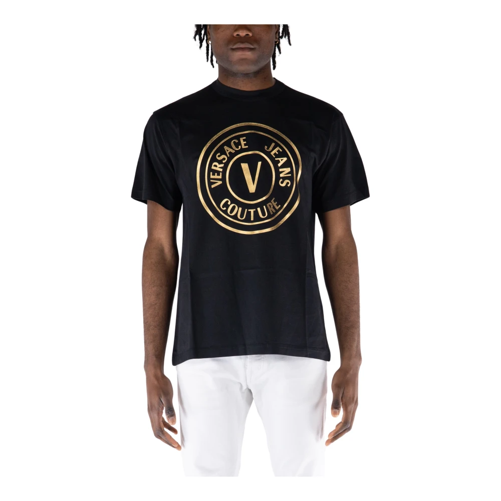 Versace Jeans Couture Stijlvolle Folie Print T-shirt Black Heren