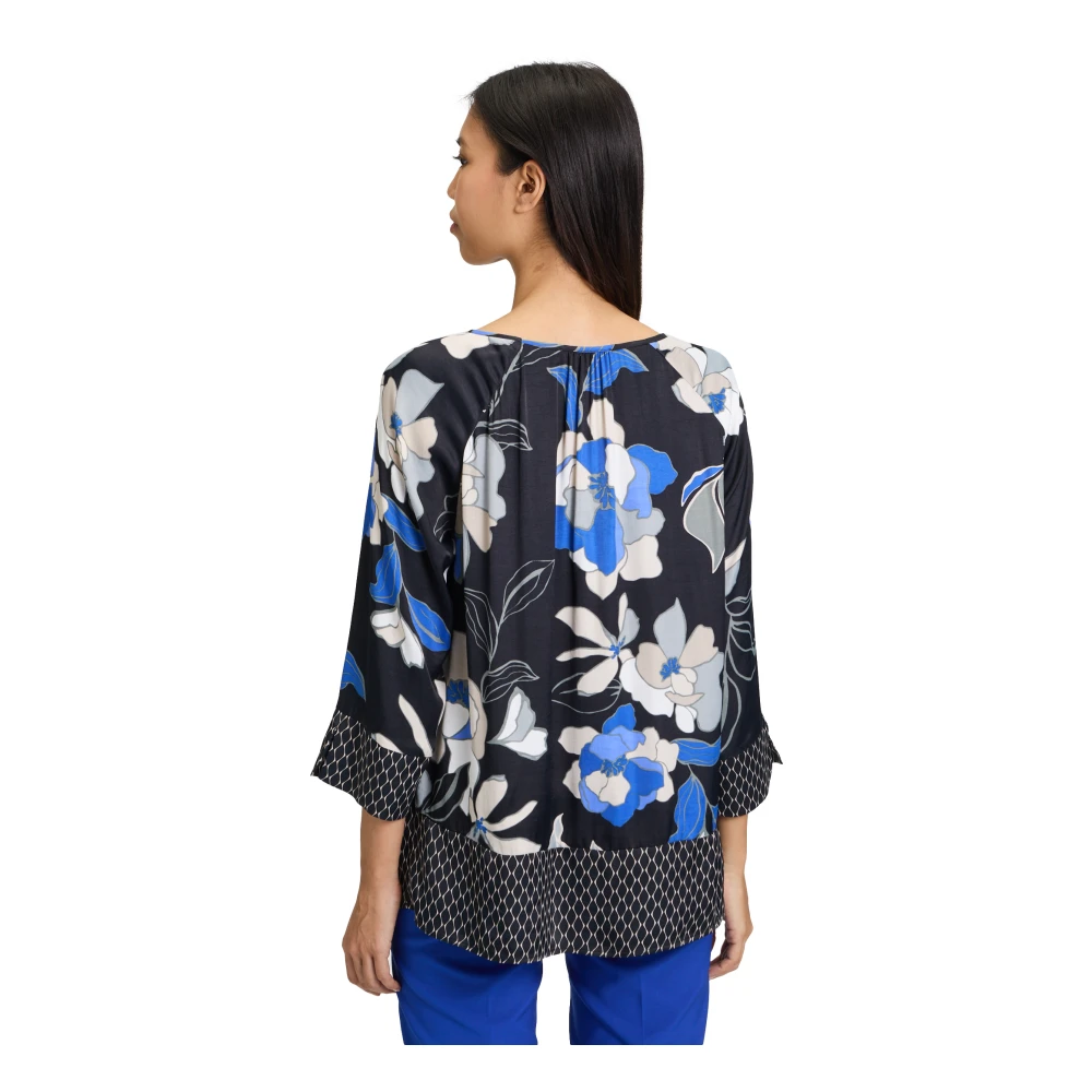 Betty Barclay Gestippelde slipblouse met gerimpelde V-hals Multicolor Dames