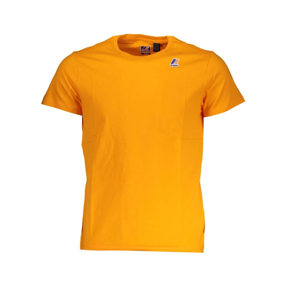 K-Way Herren Orange S Baumwoll-Print-Logo-T-Shirt