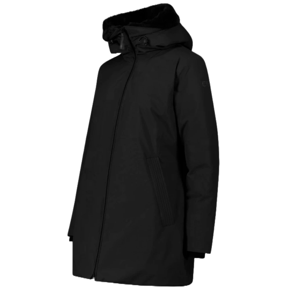 CMP Zwarte Winterjas met Nepbont Black Dames