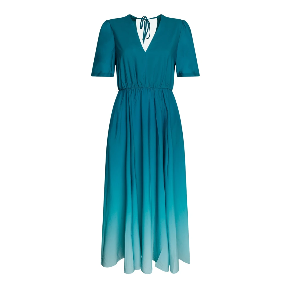 Twinset Blauwe V-hals Midi Jurk Blue Dames
