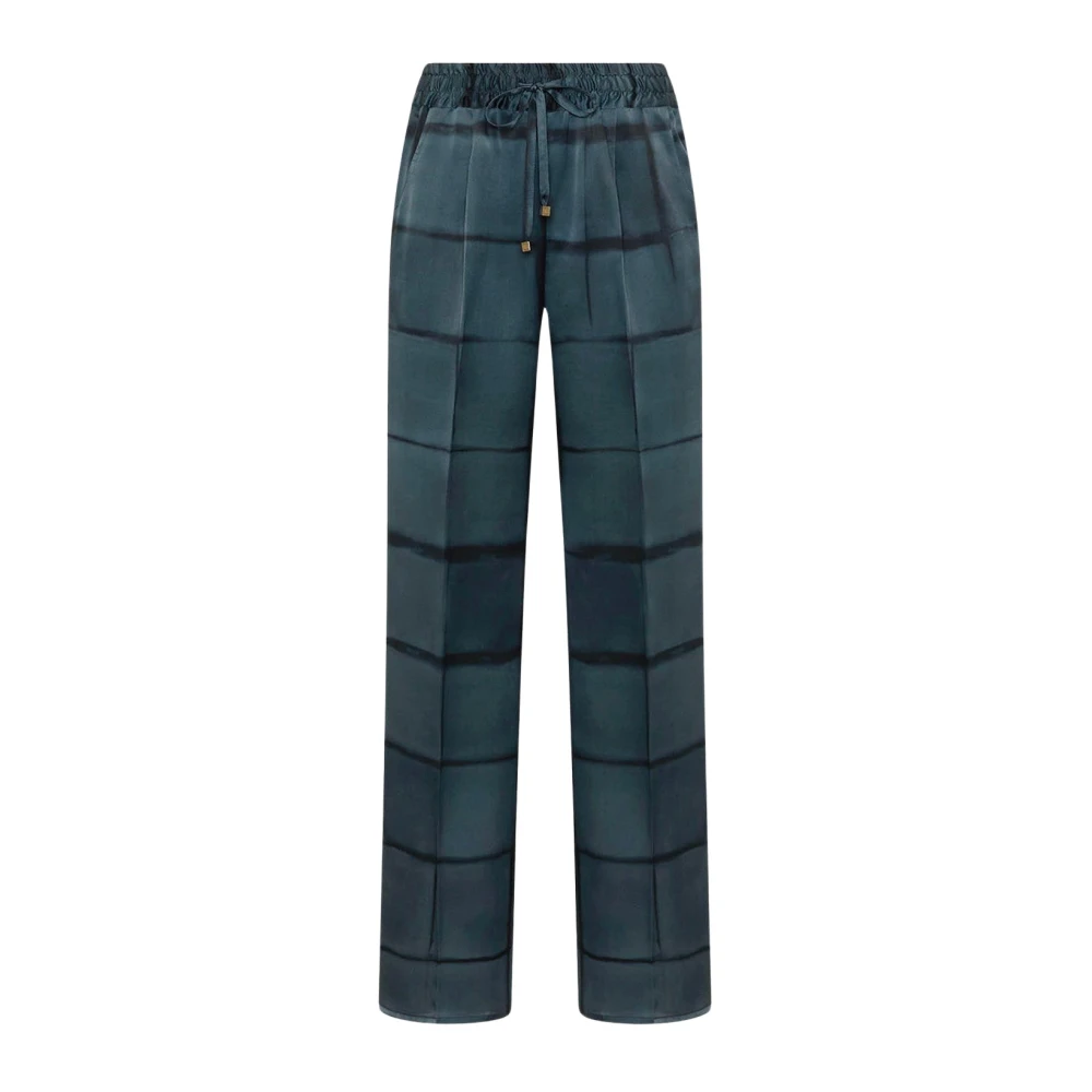 Kiton Zijden broek met trekkoord en geometrische print Gray Dames