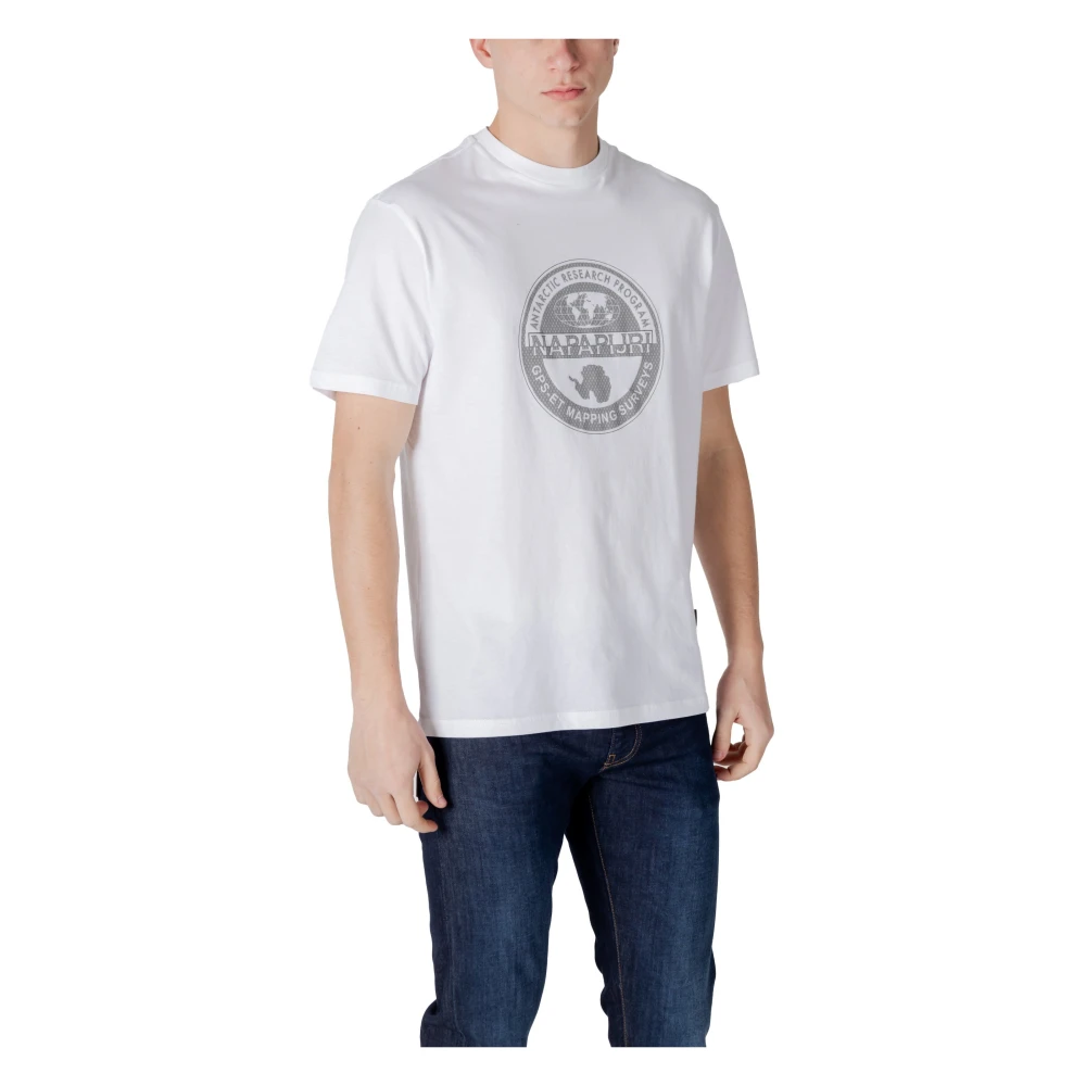 Napapijri Wit Bedrukt T-shirt voor Mannen White Heren