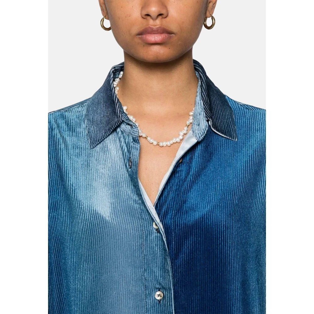 Forte Corduroy Overshirt Gradiënt Effect Blue Dames