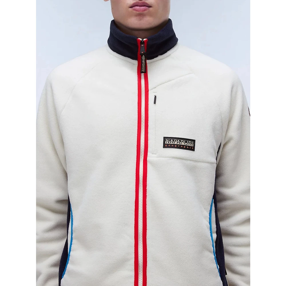 Napapijri Witte Pile Rits Sweater Dolent White Heren