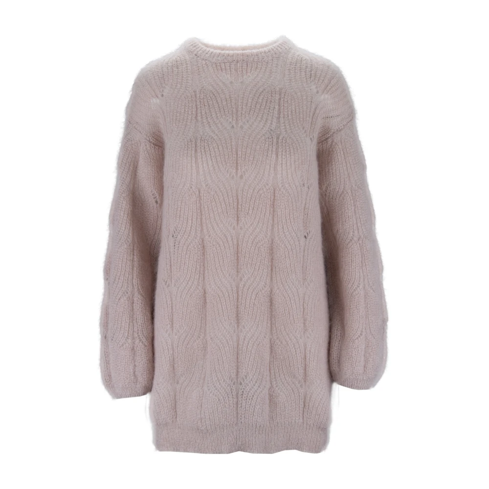 Aniye By Mohair Blandning Rund Hals Tröja Pink, Dam