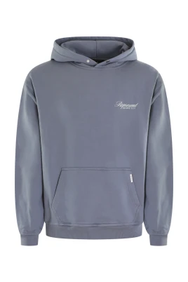 Blå Script Hoodie för Herrar
