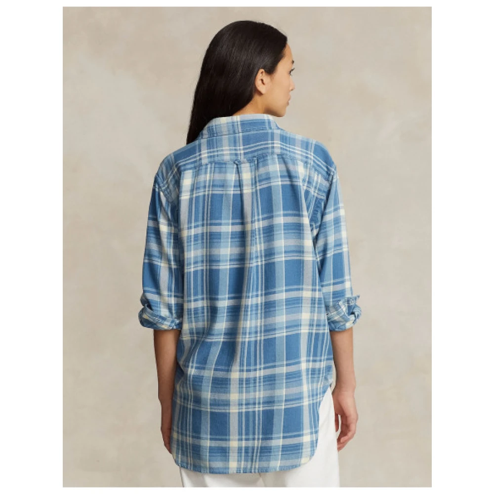 Polo Ralph Lauren Oversized Geruite Blouse Blue Dames