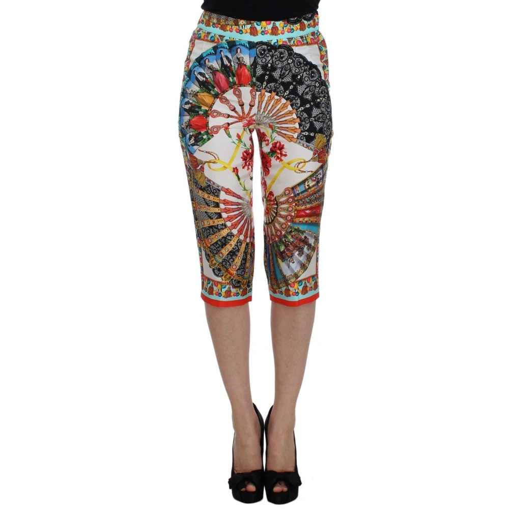 Dolce & Gabbana Multicolor Majolica Sicily Silk Pants - IT38|XS - Image 3