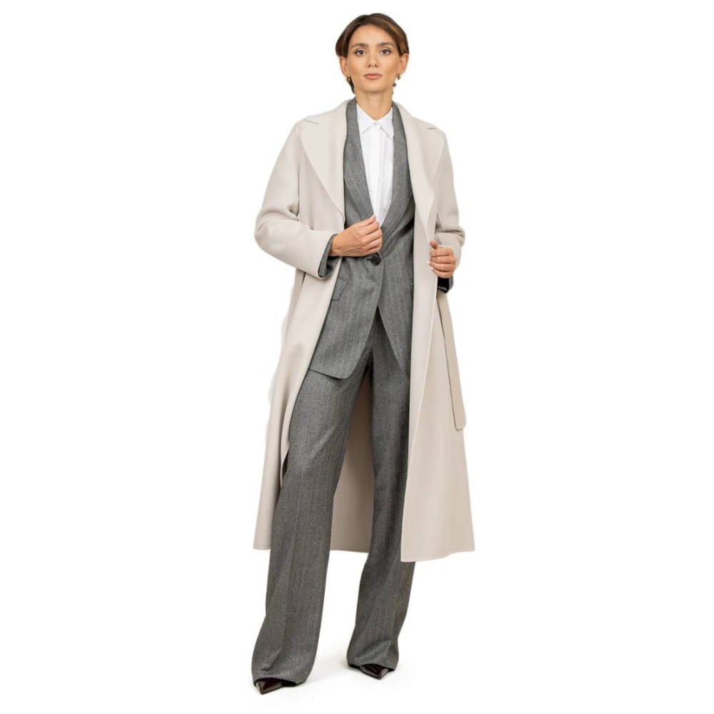 Max Mara Studio Wollen geruite hoge taille broek Gray Dames