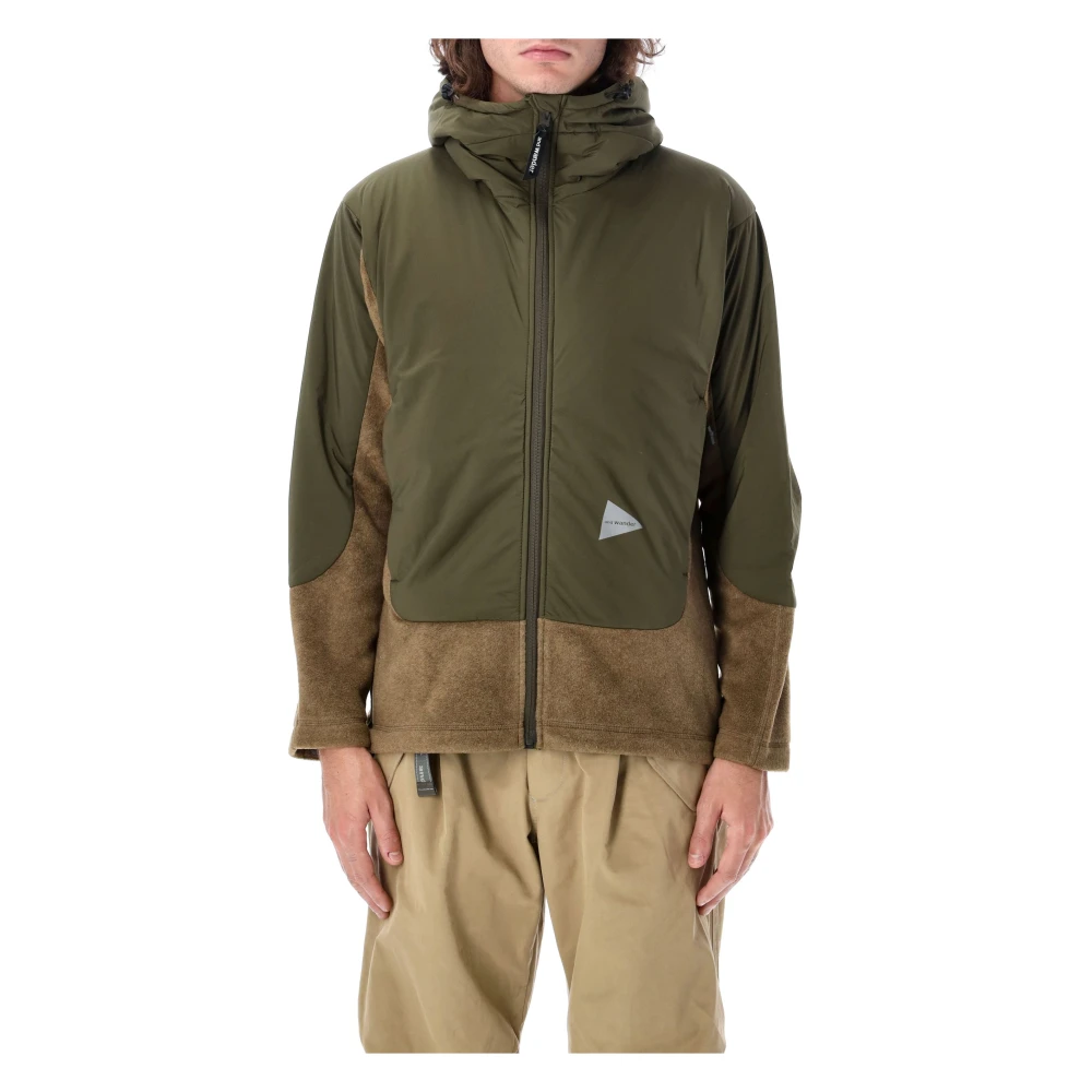 And Wander Khaki Wollen Fleece Jas Aw24 Green Heren