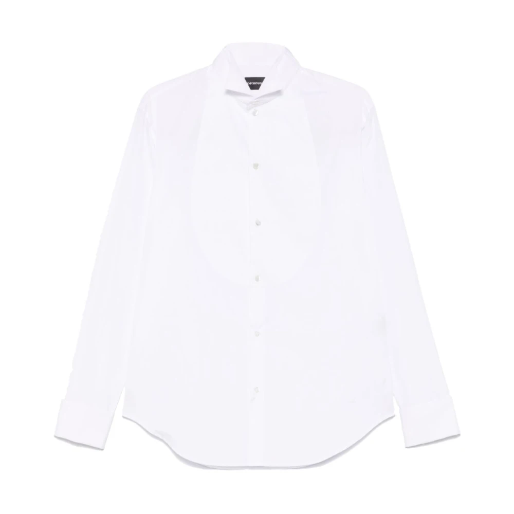 Emporio Armani Męski Biały Koszule, Mężczyzna,, Biała Koszula Z Guzikami Kołnierz Wingtip 4XL