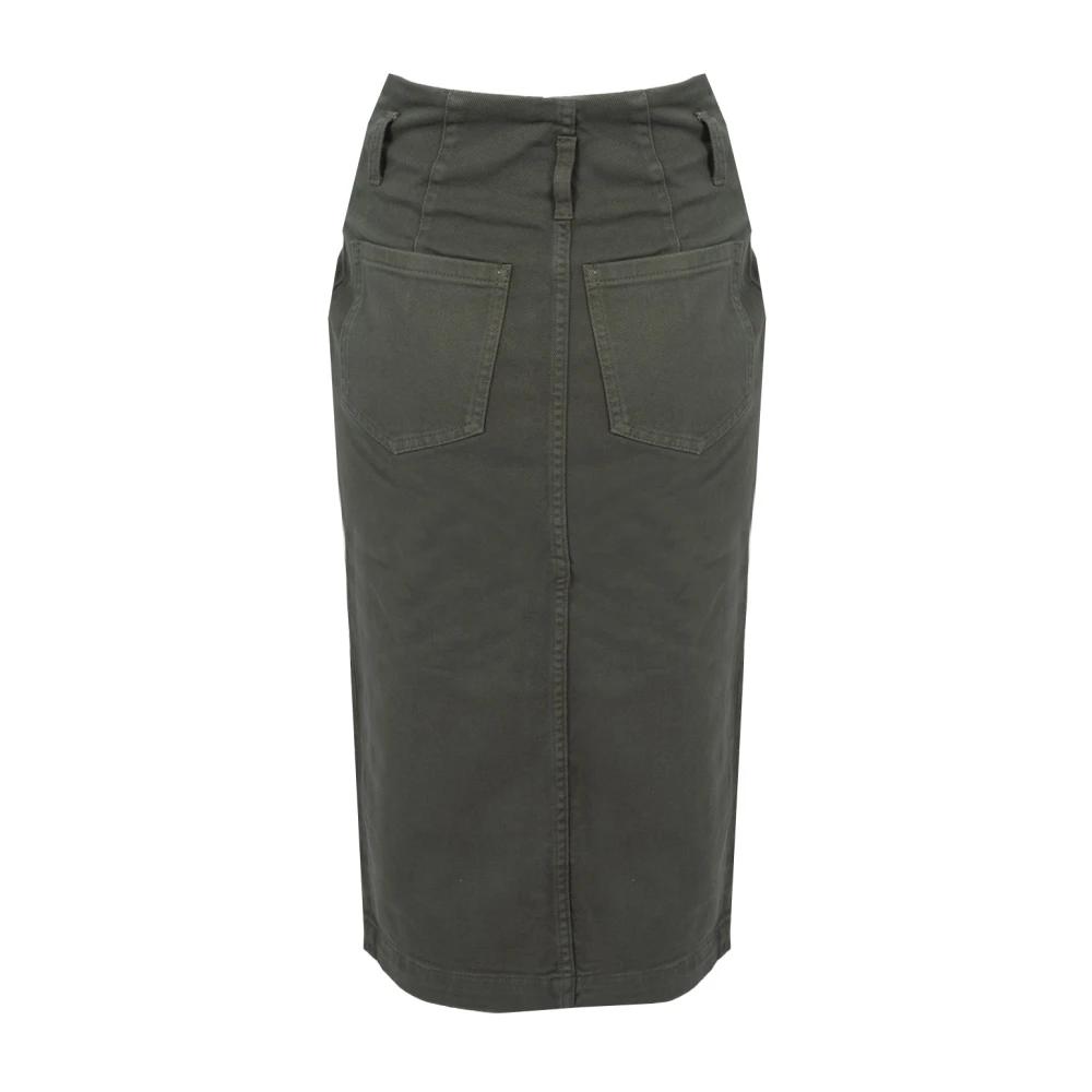 pinko Elegante Midi Rok met Riem en Zakken Green Dames