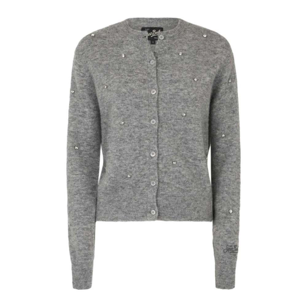 MC2 Saint Barth Grijze Trui met Kristalversiering Gray Dames