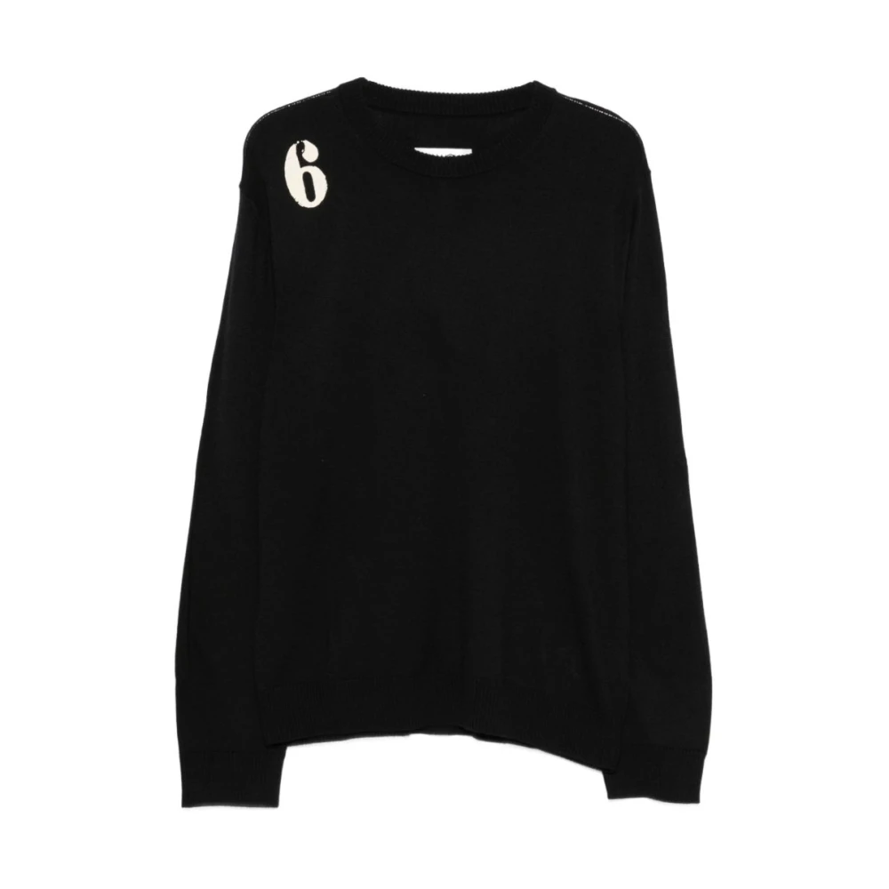 Mm6 Maison Margiela Jumpers - Male - Round-Neck Knitwear - Black - M - Knitwear