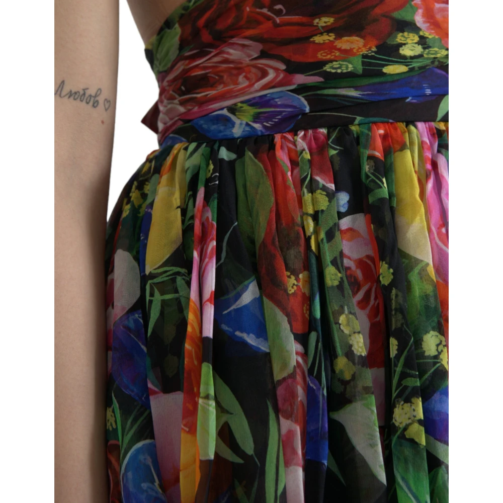 Dolce & Gabbana Bloemen Zijden Maxi Slip Jurk Multicolor Dames