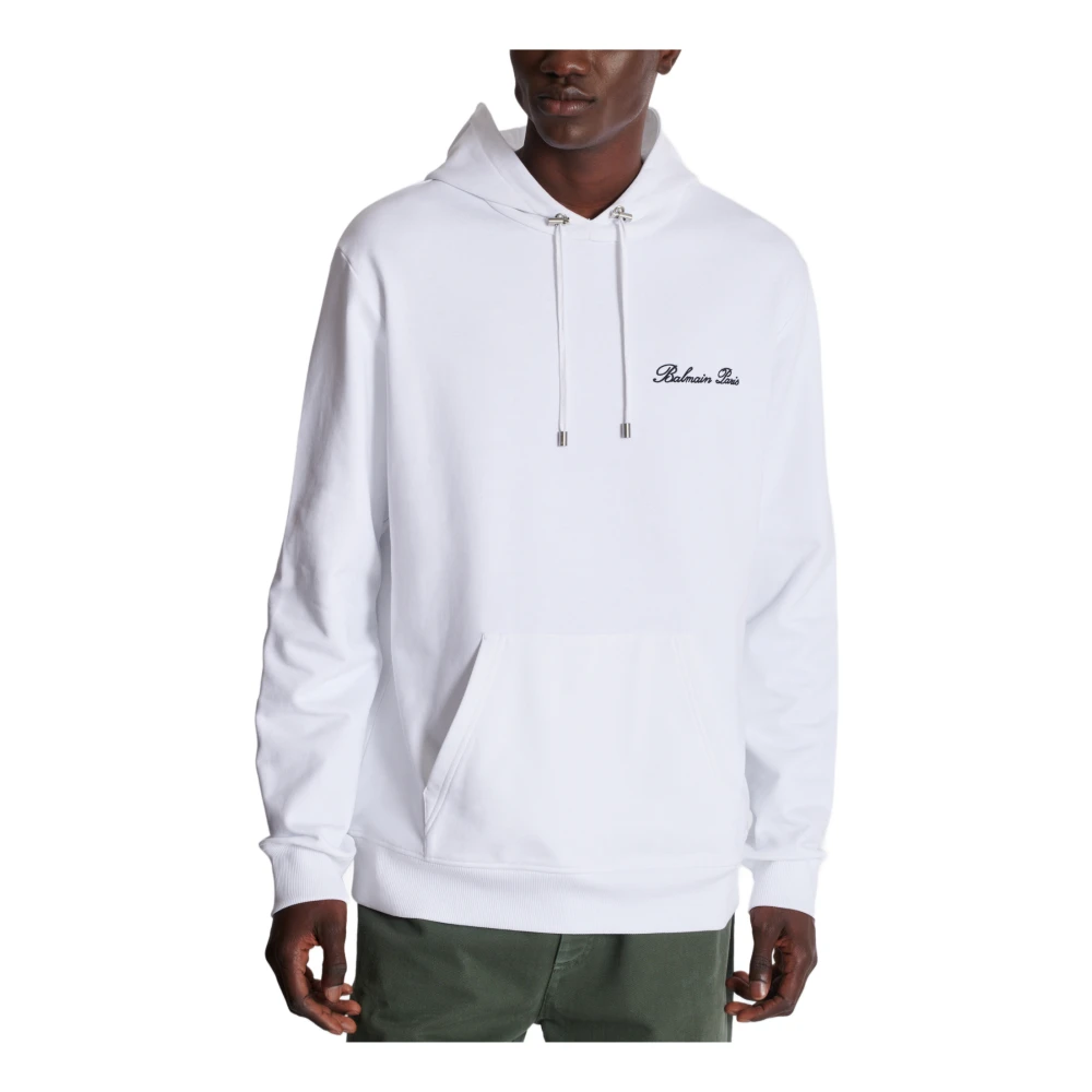Balmain Handtekening hoodie White Heren