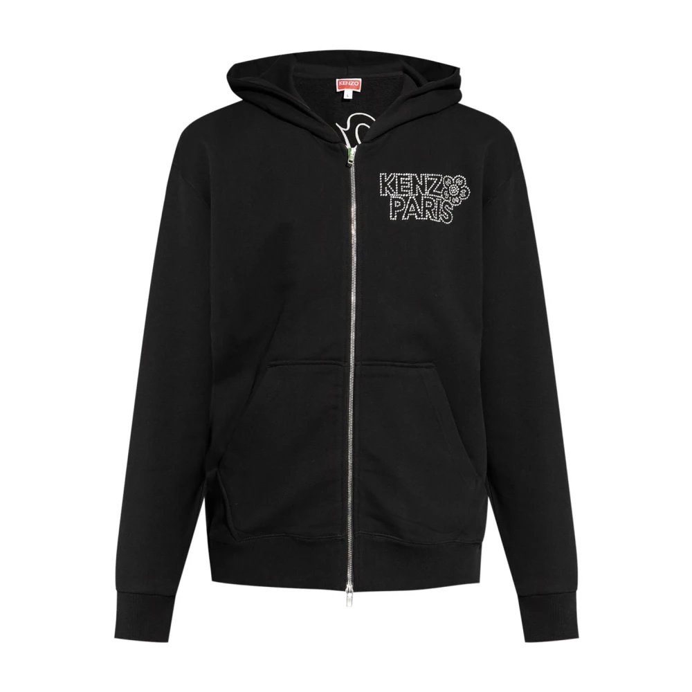 Kenzo Zwarte Geborduurde Logo Hoodie Black Heren