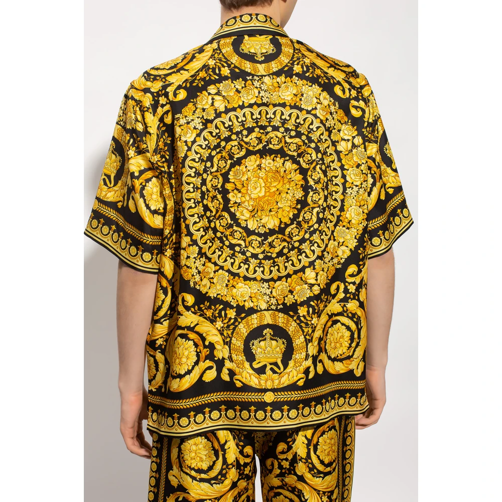 Versace Zijden shirt Yellow Heren
