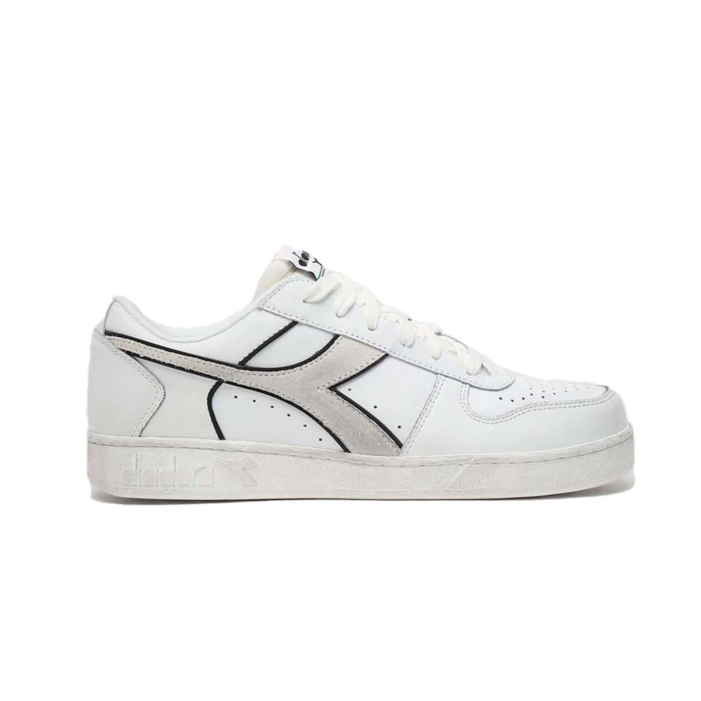 Diadora Men's White Leather Low Top Basketball Sneakers