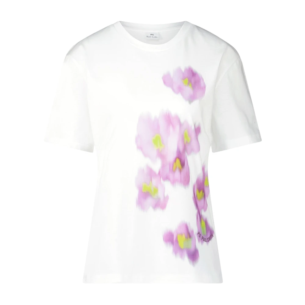 PS By Paul Smith Waterverf Print T-Shirt White Dames