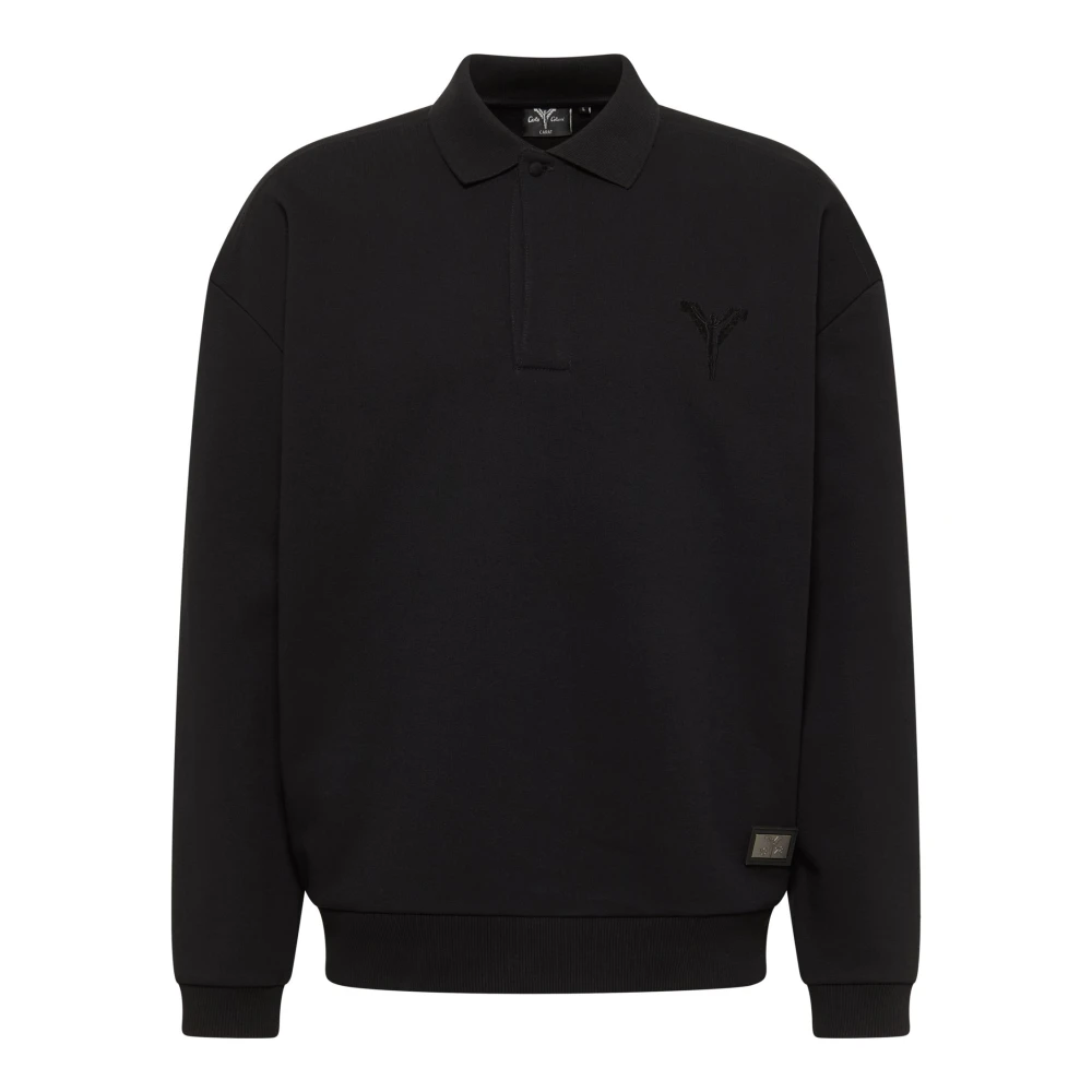 Carlo Colucci Men's Black Oversize Polo Sweatshirt - Carat 2.0 - Sweatshirts - L - Sweatshirts & Hoodies