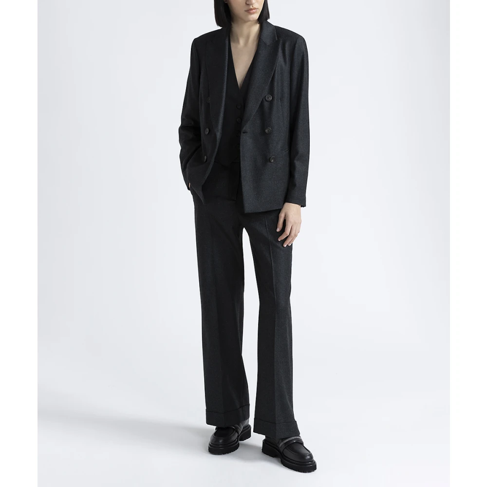 PESERICO Lurex wol flanel double-breasted blazer Gray Dames